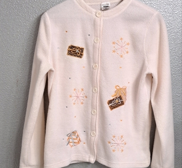 Vintage Holiday Lightweight Button Up Cardigan  Size S - Picture 3 of 9